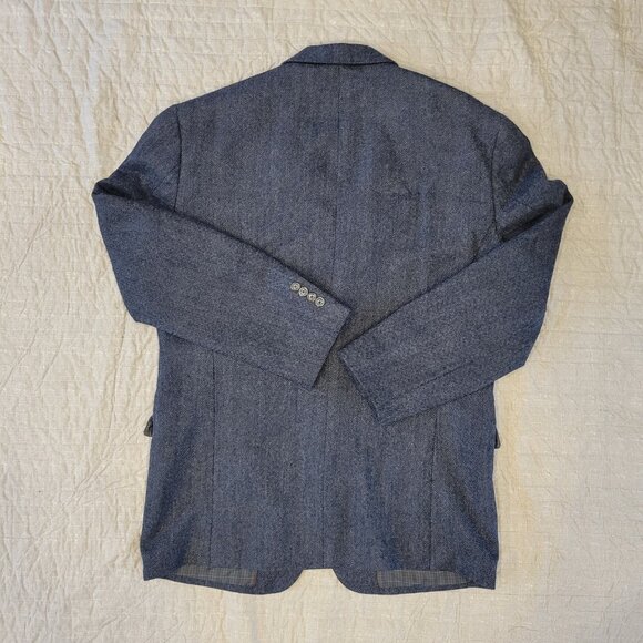 Jos A Bank, 1905 Collection Taylored Sport Coat, Navy Herringbone, 44 Long - Picture 3 of 9